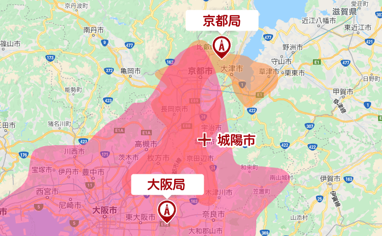 京都府城陽市の電波状況