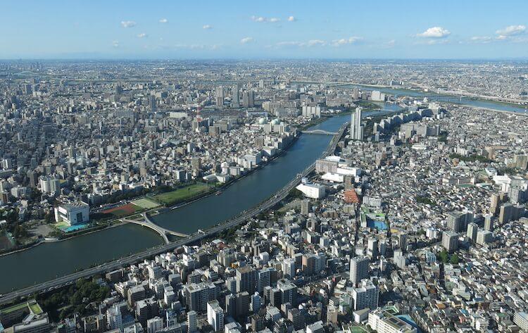 東京スカイツリー展望台から見下ろす埼玉方面の風景